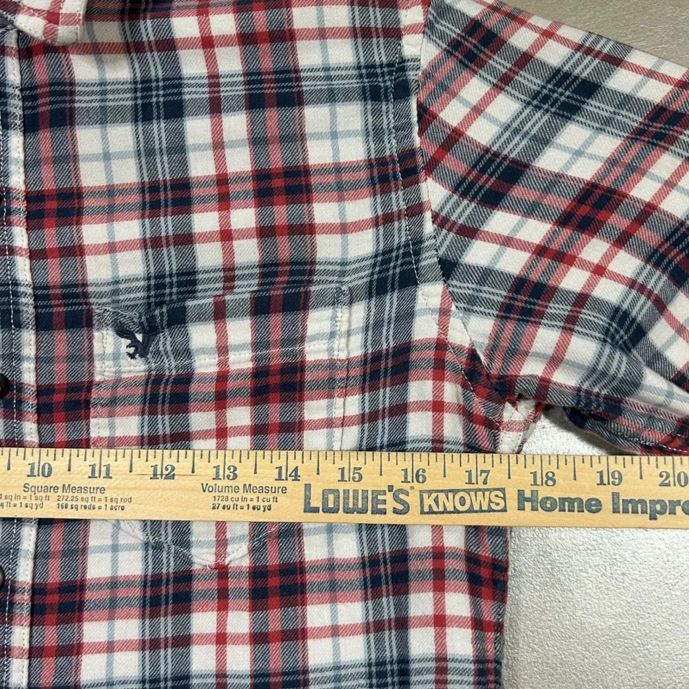 American Eagle Outfitters Men's XS Flannel Shirt Plaid Red White Blue Soft‎
